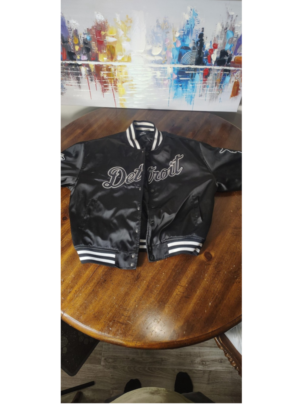 Detroit Tigers Jacket Mens Large Black MLB Baseball Pro Standard Varsity Satin